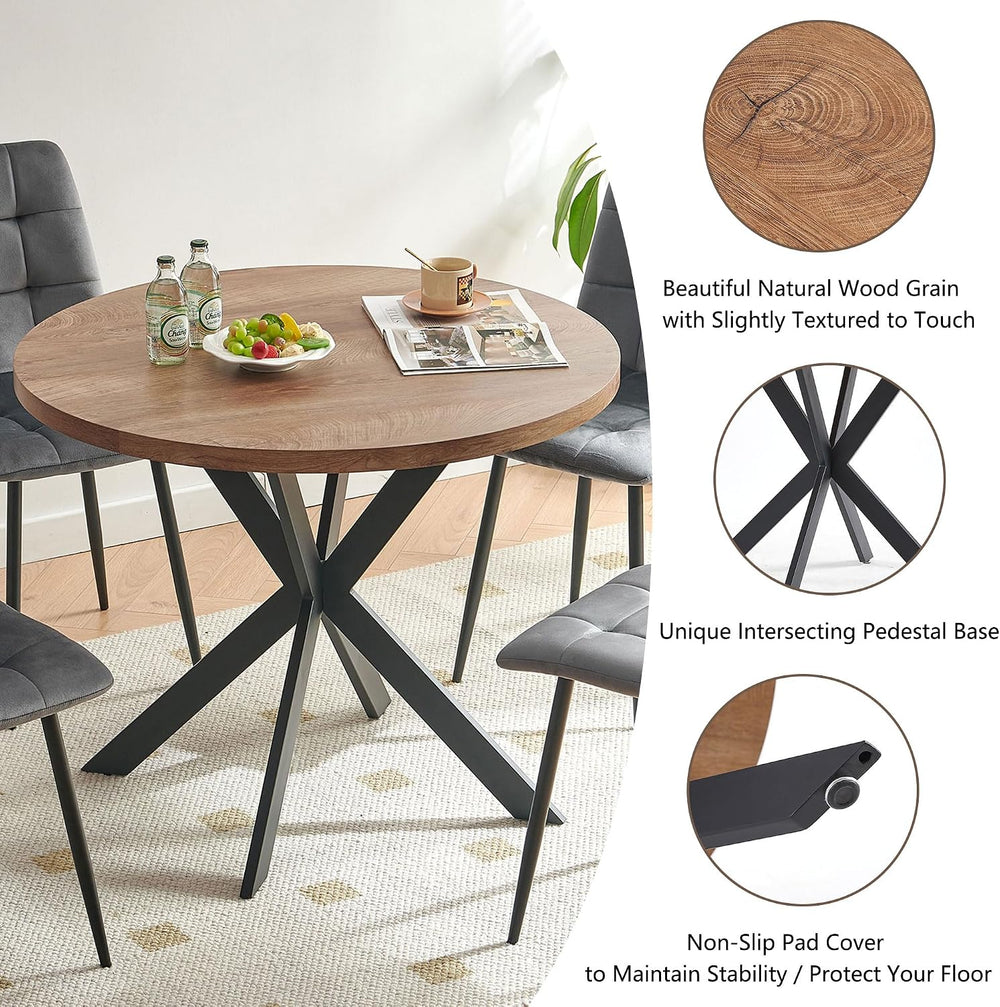 37-Inch Compact Round Kitchen Dining Room Table Chairs Set for 4