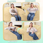 HABUTWAY 5FT Bean Bag Chair,Giant Bean Bag Chairs for Adults,Big Bean Bags with Memory Foam Filled, Large Beanbag Chairs with Soft Corduroy Cover-Khaki
