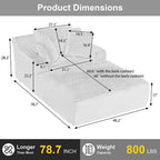 Oversized Chaise Lounge Chair Indoor, 78.7" Extra Deep Boneless Corduroy Lounge Couch Bed with 2 Pillows, Single Seat Reading Chairs for Living Room,Bedroom,Apartment,No Assembly Required