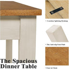 7-Piece Farmhouse Solid Wood Dining Table Set with 6 Chairs, 60" Rectangular Dining Table & Chair Set for 6 People, Dining Table with Wood Legs, Table Set for Dining room, Kitchen, Rustic Cream