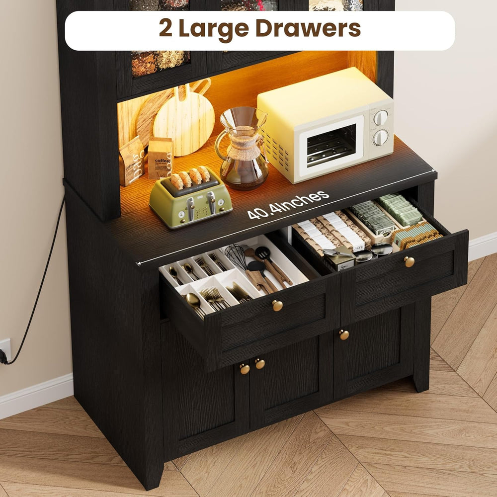 GAOMON 66" Tall Kitchen Pantry Cabinet, Modern Kitchen Hutch with Chargi...