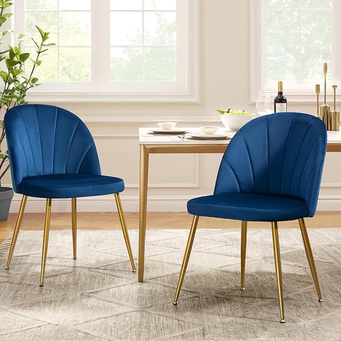 Velvet Dining Chairs Set of 4, Upholstered Mid Century Modern Dining Chairs, ...