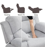 Oversized Recliner Chair, Leather Power Electric Recliners with Home Theater Seating, Single Recliner Sofa Breathable Living Room Chairs for Adults Reading Gaming, Grey White