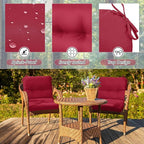 Geetery Outdoor Chair Cushions Set of 4 for Patio Lawn Furniture Wicker Rocking Dining Chairs 42x21x4 Inch High Back Seat Pads Replacement with Ties Weather-Resistant Fade-Resistant Indoor(Dark Red)