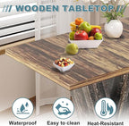 Dining Table for 4-6, 47" Farmhouse Dinner Table with with Wooden Tabletop and Heavy Duty Pedestal Wooden Rectangular Kitchen Tables for Dining Room, Kitchen, Living Room, Brown & Black