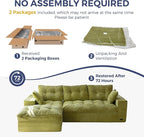 MAXYOYO 104" L Shaped Modular Sectional Sofa with Ottoman, Cloud Boneless Couch with Layered Cushion, Upholstered Sofa in a Box, Flexible Module Combination for Living Room, No Assembly, Green