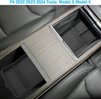 Yumzeco Center Console Organizer Tray Mat Compatible with Tesla Model S Model X 2022 2023 2024 2025, Central Control Lower Storage Box Pad for Tesla X S Accessories 2022 2023 2024 2025(2 PCS)