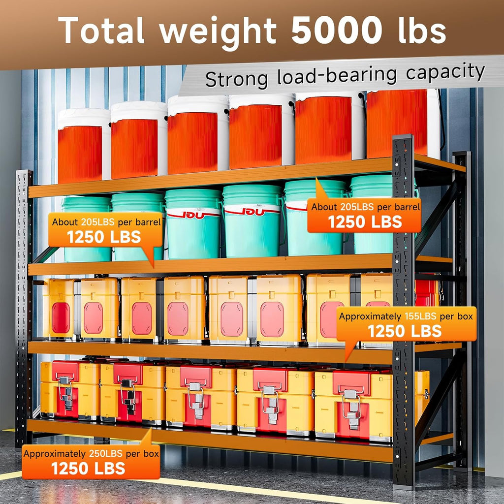 5000LBS Metal Garage Shelving Unit 71" W Storage Shelves Heavy Duty 4 Tier Adjustable Garage Storage Racks Industrial Shelving Utility Rack Shelf for Warehouse/Basement 71" Wx24 Dx70 H
