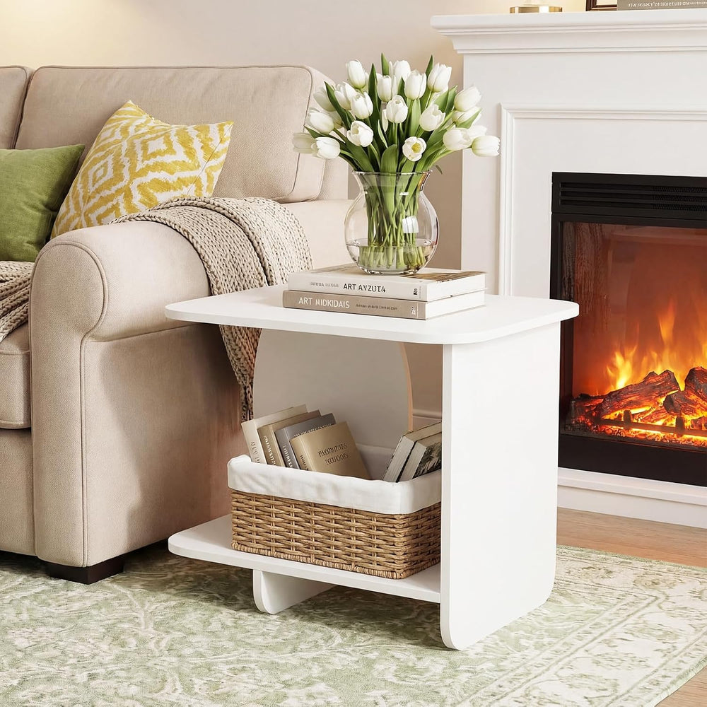 Giantex 2-Tier End Table, Modern Sofa Side Table with Open Storage Shelf, Woo...