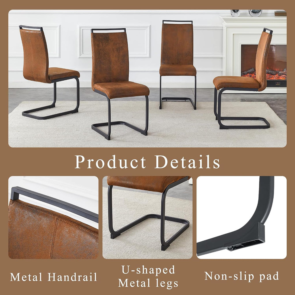Baysitone Modern Dining Chairs Set of 4, Side Dining Room Chairs, High Back Kitchen Chairs with Suede Fabric Padded Seat for Dining Room,Kitchen, Living Room Brown
