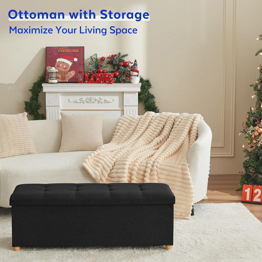 BRIAN & DANY 43 Inches Folding Storage Ottoman Bench, Ottoman with Storag...
