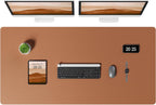 Aothia Leather Desk Pad Protector, Office Desk Mat, Large Mouse Pad, Laptop Desk Pad, Non-Slip PU Leather Desk Blotter, Waterproof Desk Writing Pad for Office and Home (Brown, 47" x 24")