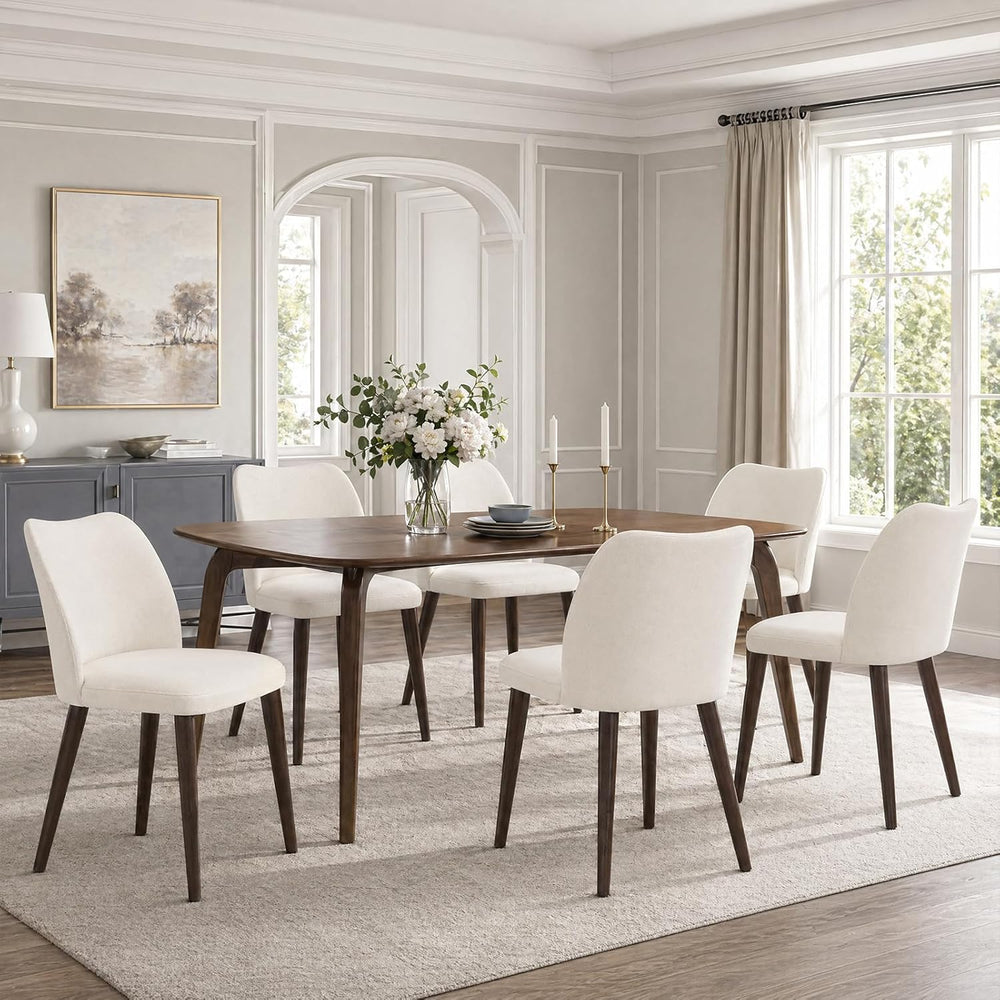 MALOL Dining Chairs Set of 6, Upholstered Fabric Kitchen Chairs with Curved B...
