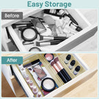 WOWBOX 25 PCS Plastic Drawer Organizer Set, 4 Sizes Desk Drawer Divider Organizers and Storage Bins for Makeup, Jewelry, Gadgets for Kitchen, Bedroom, Bathroom, Office, Clear Champagne