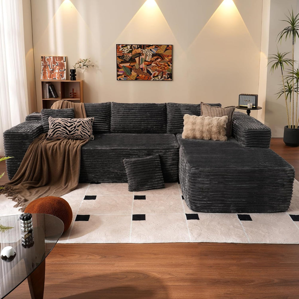 ovios 104" Cloud Couch with L-Shape Chaise,Modern Sectional Modular Sofa...