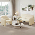 Furnimart Modern Loveseat Sofa, 54" 2-Seater Boucle Sofa, Comfy Upholstered Minimalist Couch, Small Couches for Small Spaces, Apartment, Office, Living Room, Bedroom, Dorm, Chenille White