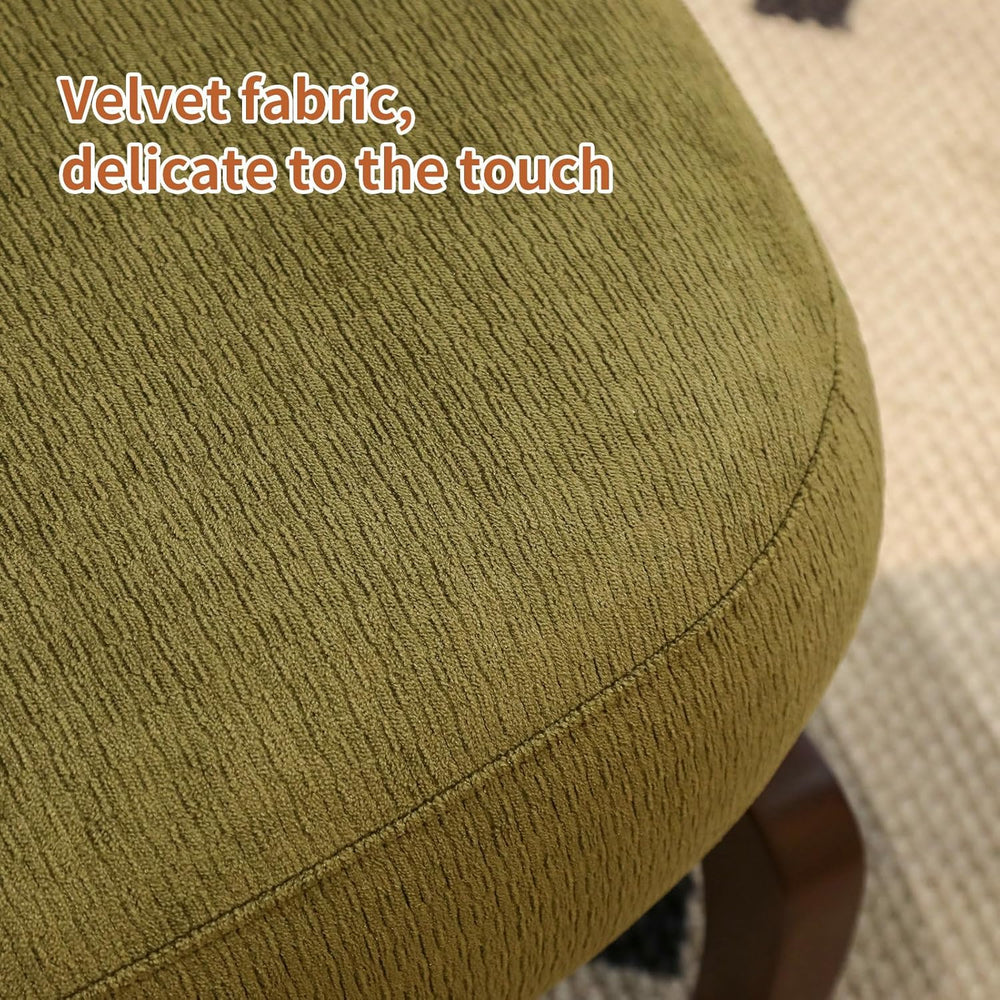 KEIKI Cute Comfy Accent Chair with Solid Wood Legs, Velvet Upholstered Single...