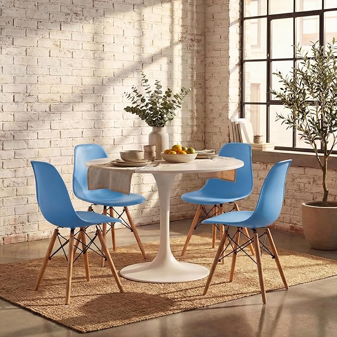 Furmax Modern Style Dining Chair Mid Century Modern DSW Chair, Shell Lounge Plastic Chair for Kitchen, Dining, Bedroom, Living Room Side Chairs Set of 4