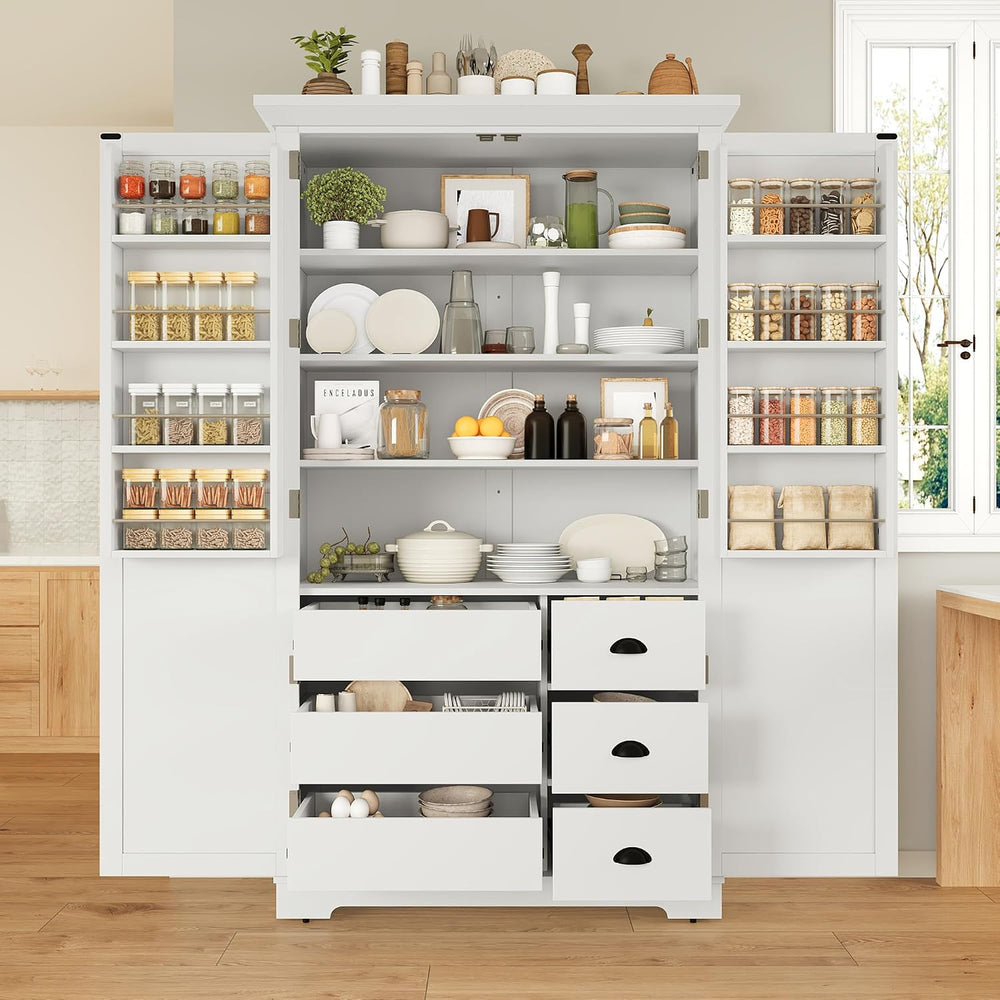Shaker Style Kitchen Pantry with Drawers, Freestanding Storage Cupboard with ...
