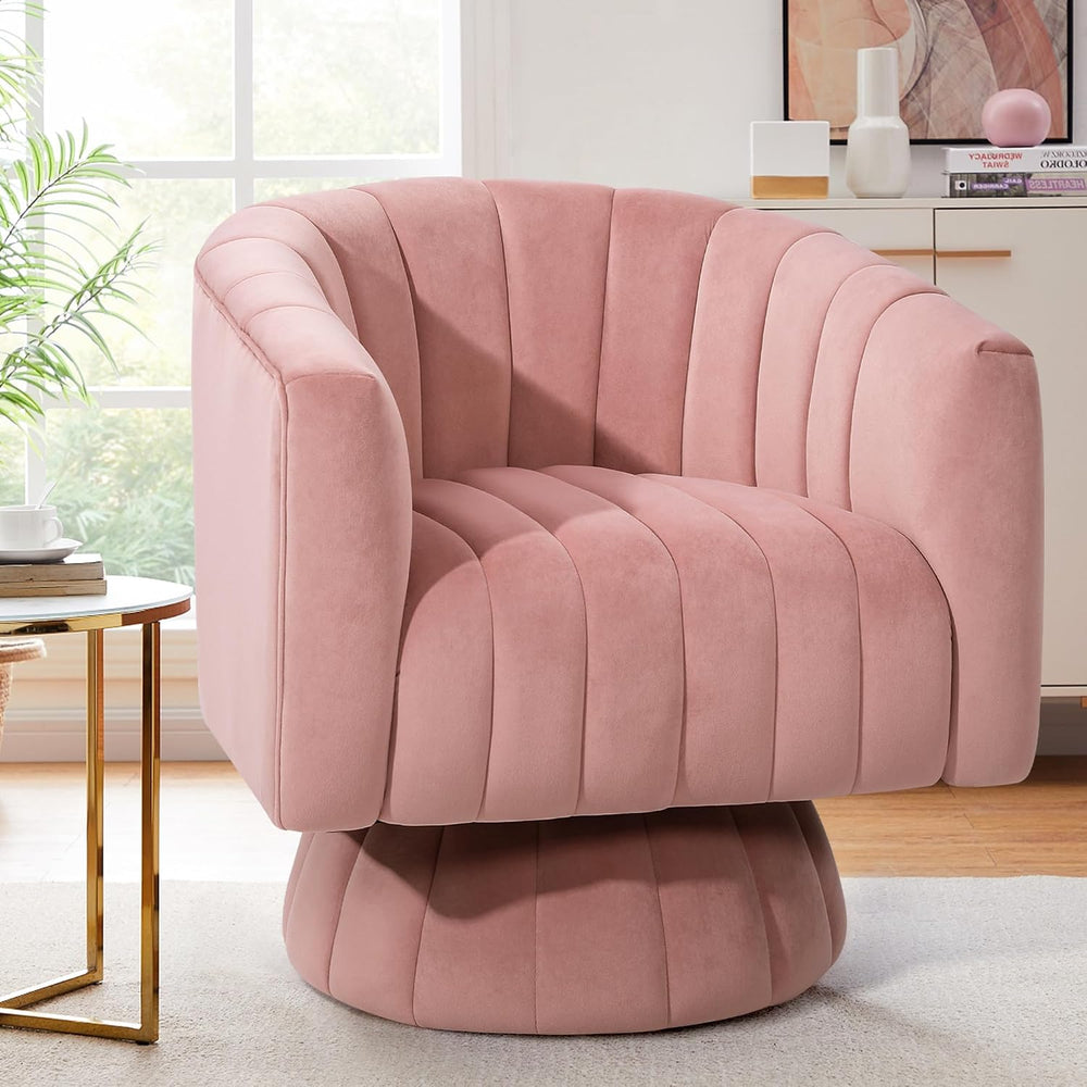 Kromax Swivel Accent Chair, Mid Century 360 Degree Barrel Chair with Armrest,...