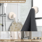 Suction Cup Hooks for Shower No-Drill Bathroom Hooks for Towels, Robes, Loofah Mountable on Bathroom Walls, Kitchen, Glass, Mirrors, Tile and Smooth,Non-Porous Surfaces (2, Milk White)