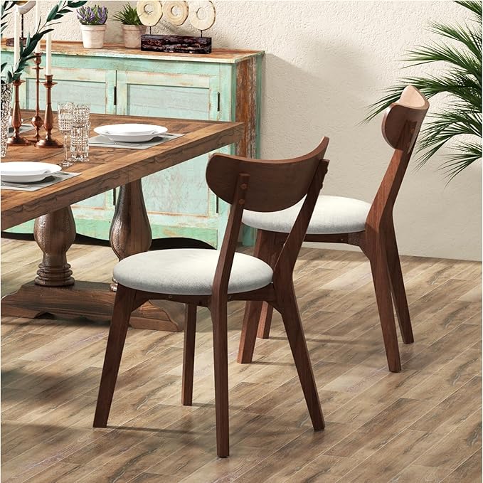 NAFORT Dining Chairs Set of 6/4/2, Modern Fabric Upholstered Dining Room Chair, Farmhouse Wooden Kitchen Chairs with Curved Backrest for Dining Kitchen Room, Living Room, Studio, Restaurant