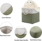 Fabric Storage Cubes, 11 inch cube storage bin with Handles, 11x11cube storage organizer bins, Collapsible Storage Bins for Shelves and Home, Cubby Storage Bins (white-green, 10.5x10.5x11in)