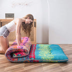MAXYOYO Japanese Floor Mattress Futon Mattress, 4" Thicken Tatami Mat Sleeping Pad Foldable Roll Up Mat Boys Girls Dormitory Pad Kids Floor Lounger Pillow Bed, Charcoal Grey, Queen Size
