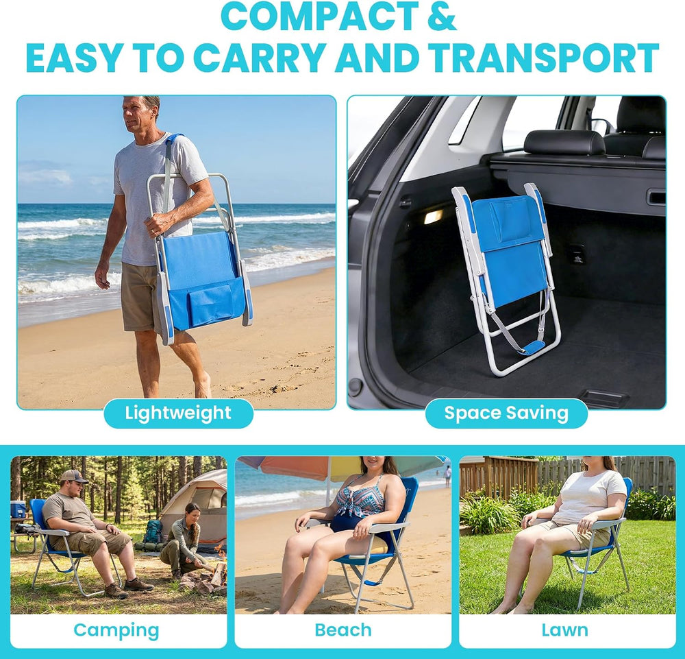 #WEJOY Folding Beach Chair for Adults, Lightweight Beach Chair with Shoulder ...