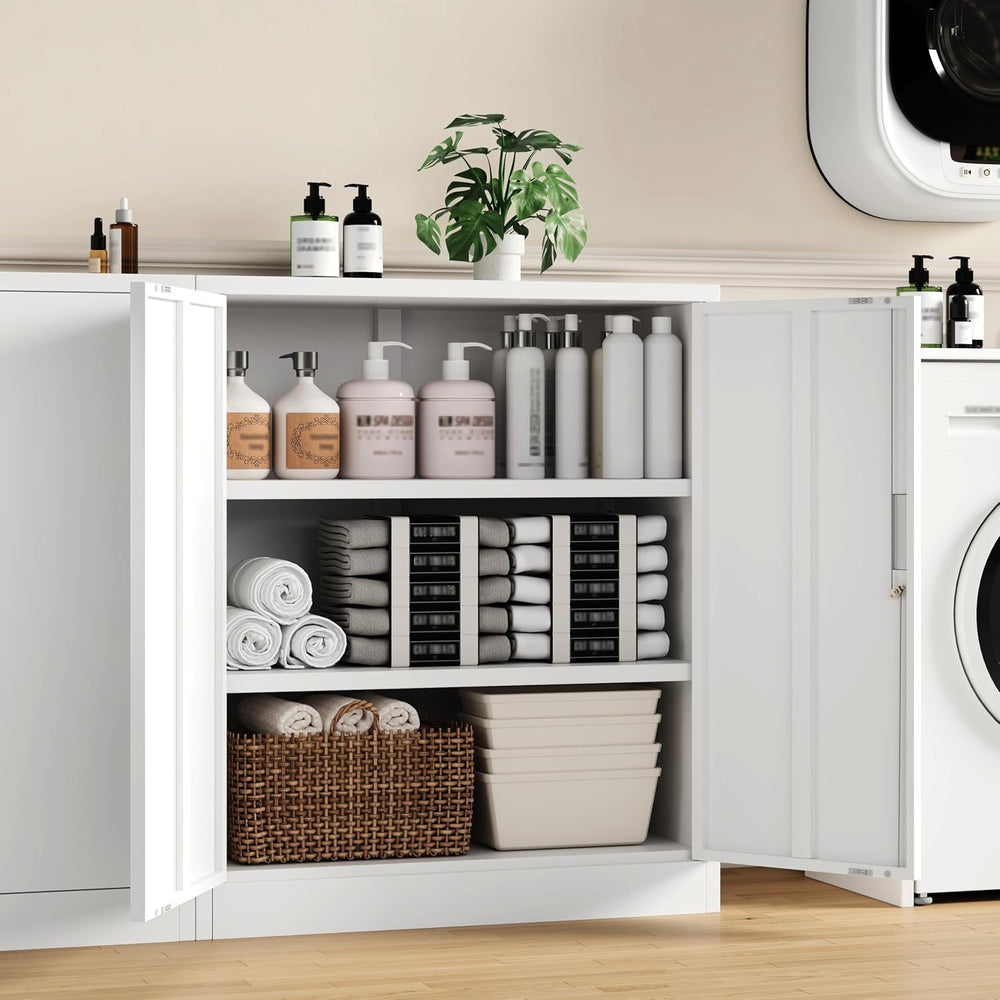 CJF Pantry Cabinet, Metal Pantry Storage Cabinets with Doors and 2 Adjustable...