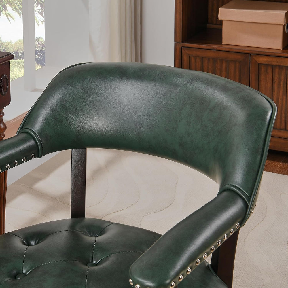 LEEMTORIG Set of 4 Large Dining Chairs with Casters and Arms, Rolling Dining ...