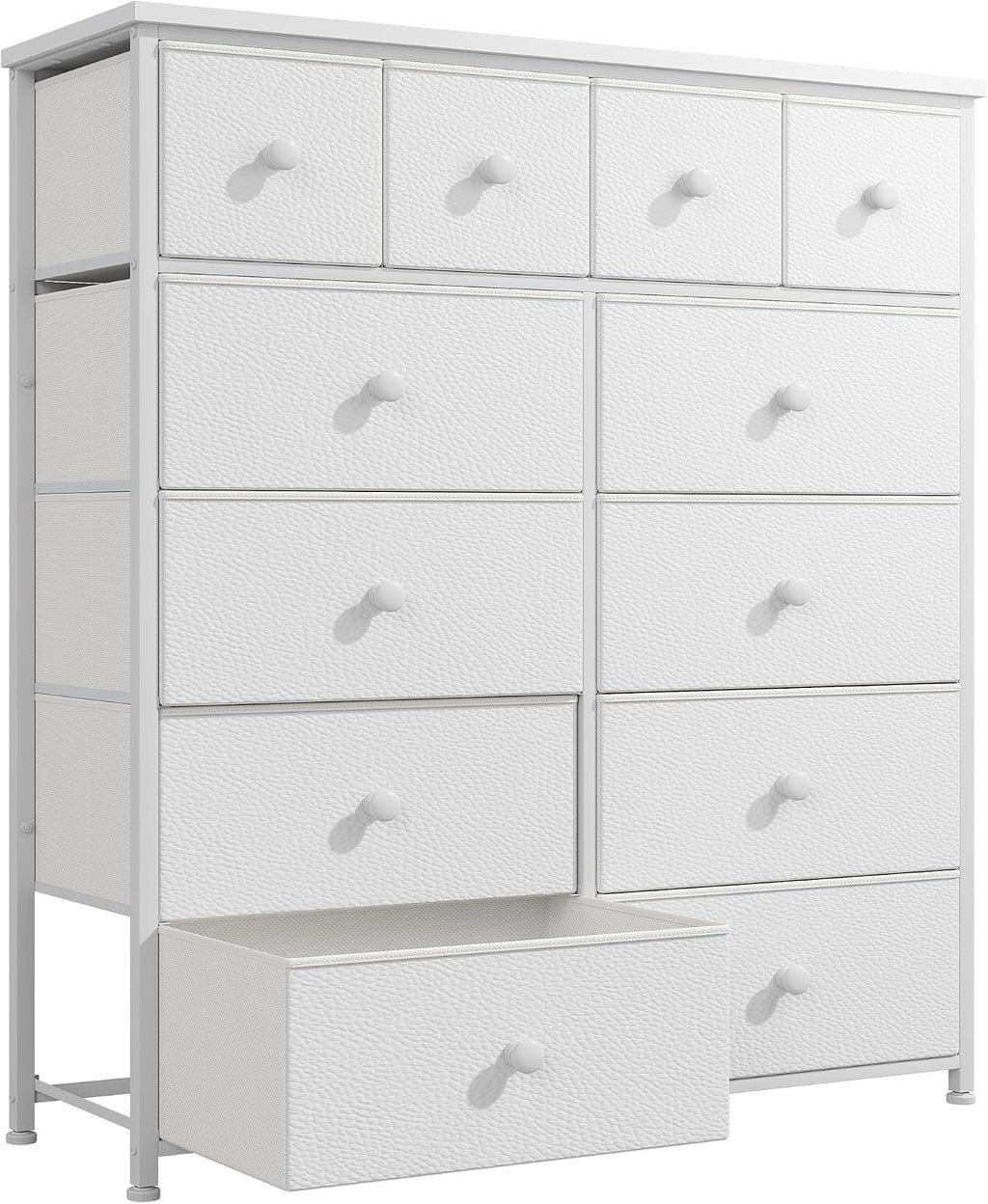 Bepatio Dresser for Bedroom with 12 Drawers, Fabric Dressers & Chest of Drawers with Sturdy Metal Frame, Wood Top, for Woman, 38.9" W x 11.8" D x 40.1" H (White)