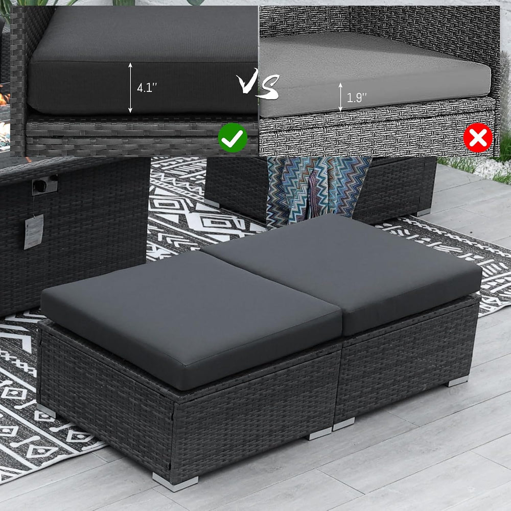 BULEXYARD 2 Pieces PE Rattan Patio Furniture Ottoman Sofas with Thick Cushion...