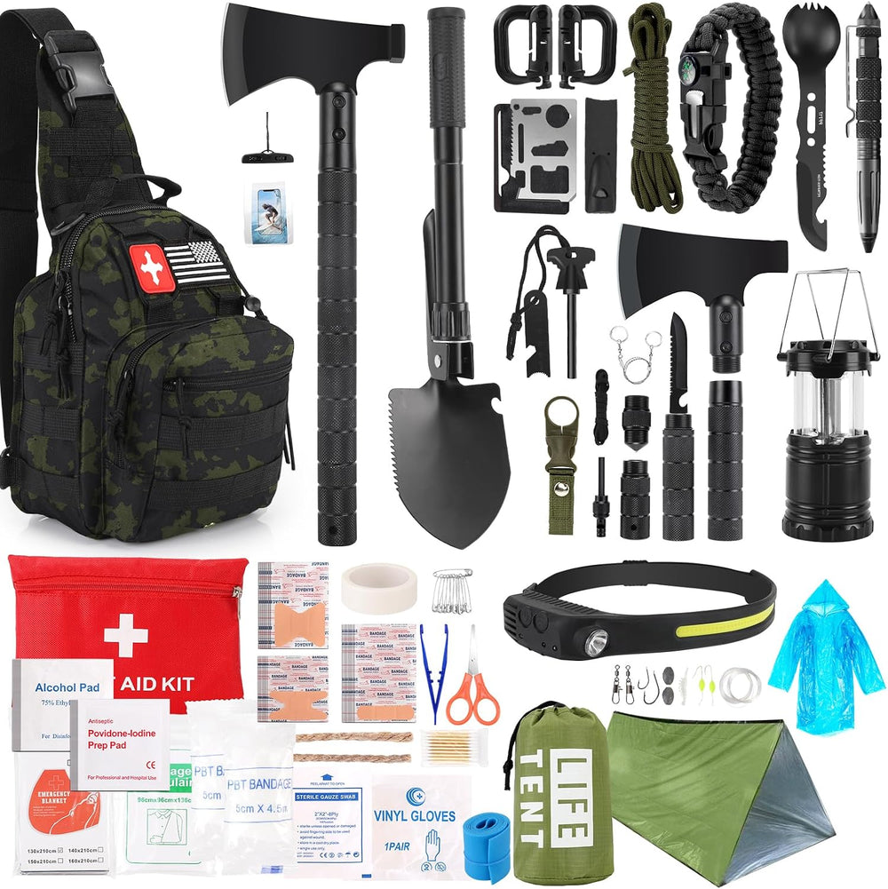 Survival Kit, 268 Pcs Emergency Survival Gear and Equipment Supplies with Fir...