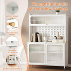 Pantries, Kitchen Pantry Cabinet, Tall Storage Cabinet with Glass Doors & Adjustable Shelves, Cabinet Cupboard for Kitchen, Living Room, Dinning Room