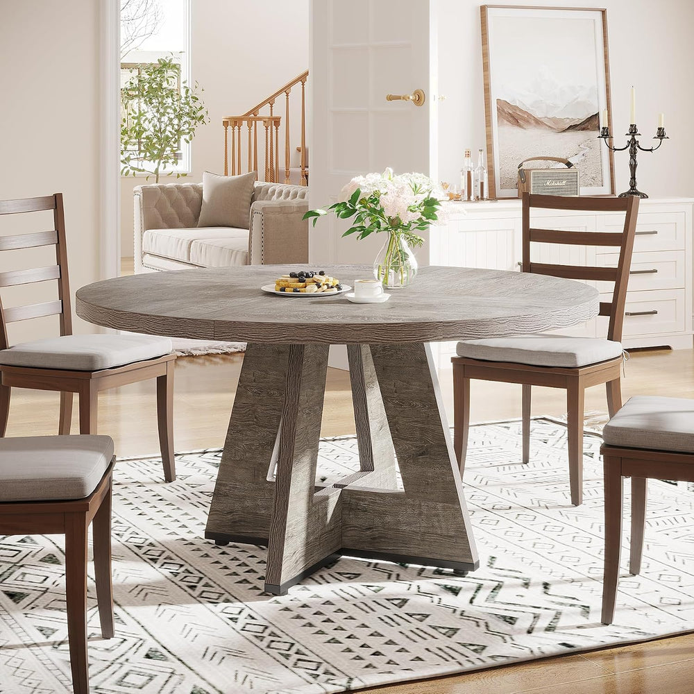 Tribesigns 47 inch Round Dining Table Wood Kitchen Table for Dining Room, 47&...