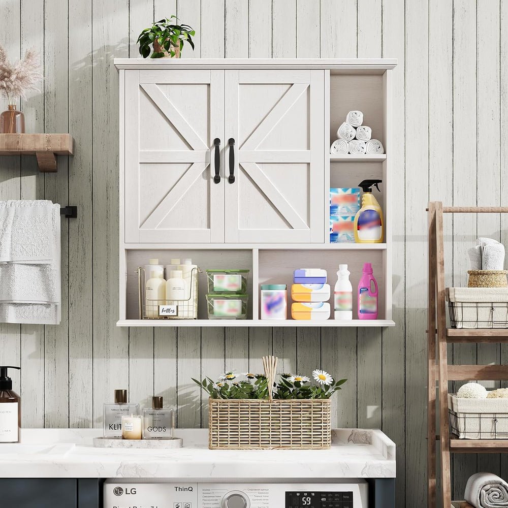 Vabches Bathroom Wall Cabinet, Farmhouse Medicine Cabinet with Double Barn Do...