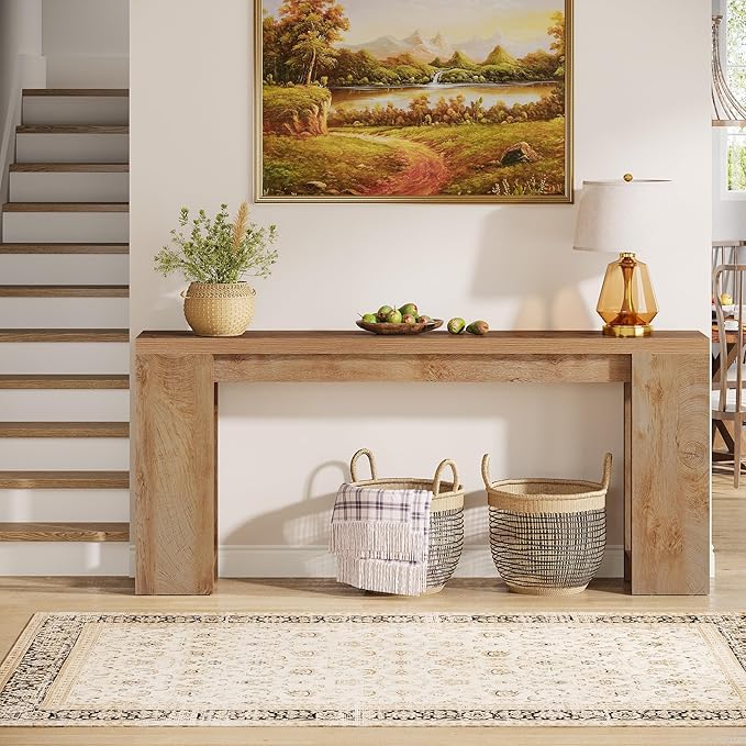 Tribesigns 70.9-Inch Extra Long Console Table, Farmhouse Wood Sofa Table Behi...
