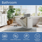 HITNET Tilt Out Laundry Hamper Cabinet, Bathroom Laundry Cabinet with 16 Gallon Clothes Basket, Space Saving Freestanding Bamboo Storage Organizer for Towels and Toys, White