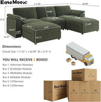 EASE MOOSE Sectional Modular Sofa,FSC Certified Oversized U Shape Sectional Couch Wide Deep seat Sectional Sofa,Green