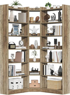 70.8" Tall Corner Bookshelf and Bookcases, 7 Tiers Morden Large Etagere Bookcases Storage Display Rack with Baffle, Industrial L-Shaped Bookshelves for Bedroom, Home Office, Living Room, Brown