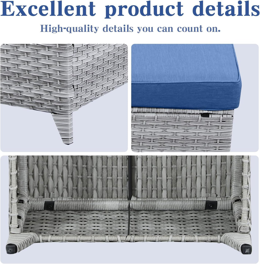 Belord Outdoor Furniture Ottoman Set of 2 Patio Seating Footstool All-Weather...