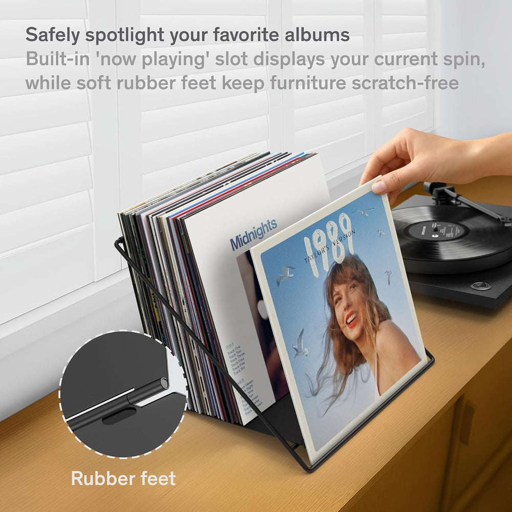 Boundless Audio Vinyl Record Storage Rack - Record Holder for 50 LPs, Black |...