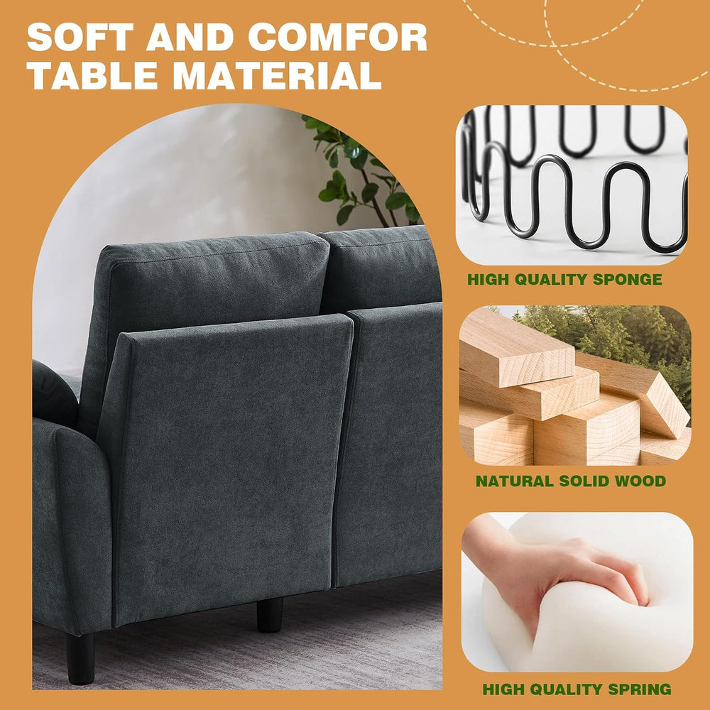 Convertible Sectional Sofa Set, 79" Modern L Shaped Couch, Linen Upholst...