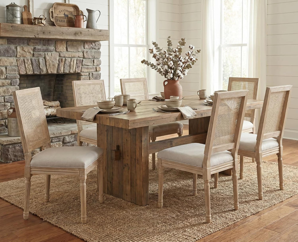 CIMOTA Farmhouse Dining Chairs Set of 8, French Rattan Dining Room Chairs wit...