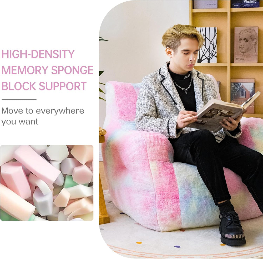 Bean Bag Chair with Filling, Faux Fur Comfy BeanBag Chairs for Teens, Adults,...