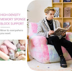 Bean Bag Chair with Filling, Faux Fur Comfy BeanBag Chairs for Teens, Adults, Bedroom, Living Room, Reading - Rainbow