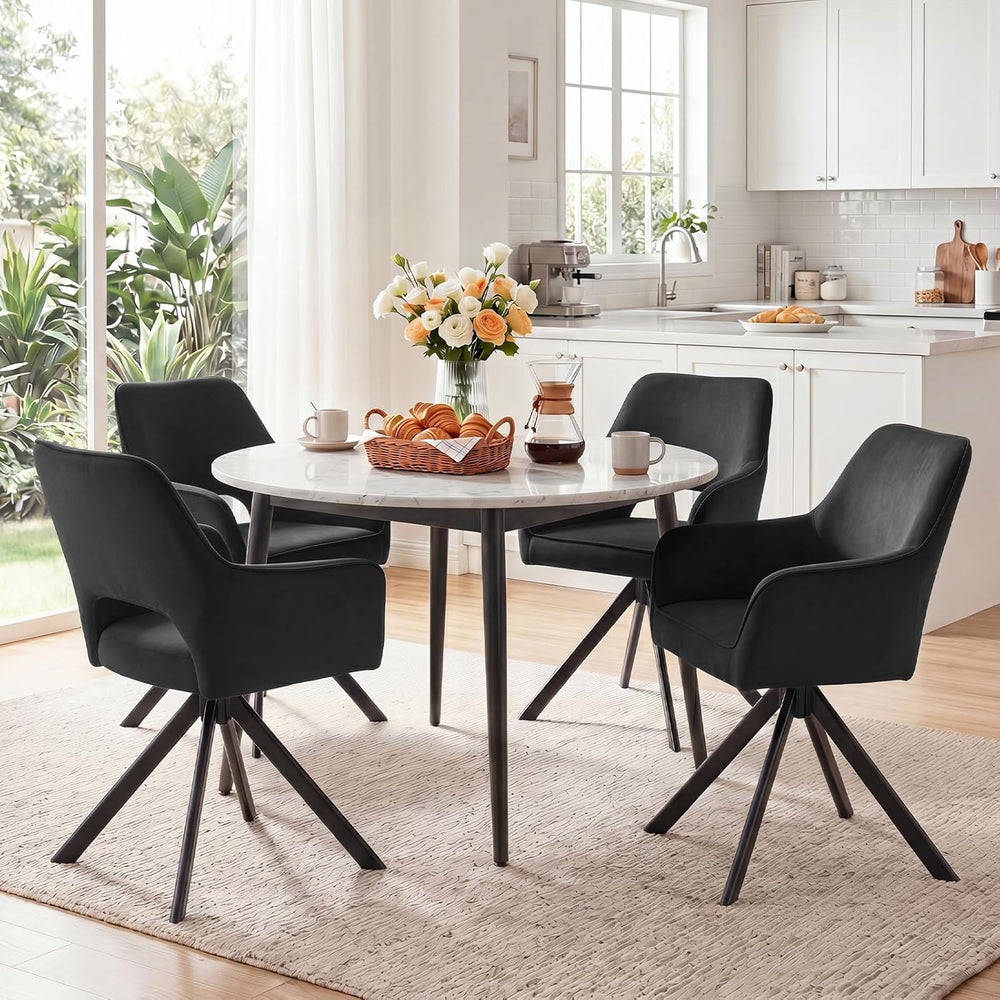 Furniliving Modern Swivel Dining Chairs Set of 4, Upholstered Chenille Dining...