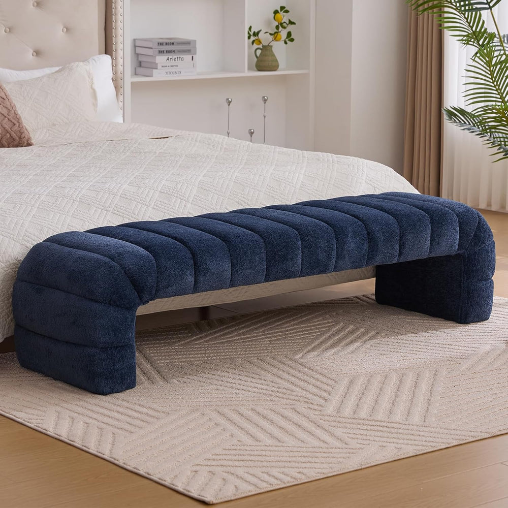 NIOIIKIT 69.7" Ottoman Bench, Teddy Upholstered Queen Size End of Bed Be...