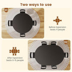 Itaar Round Extendable Dining Table Set for 4-6 People, 5-Piece Kitchen Table Set with 4 Cushion Chairs, Dining Room Table for 6 with MDF Board & Metal Frame for Small Space, Easy Clean, Black
